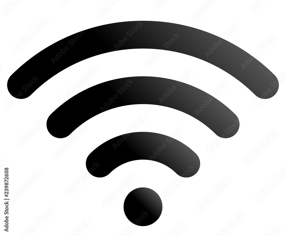 Wifi symbol icon - black simple rounded gradient, isolated - vector Wifi symbol icon - black simple rounded gradient, isolated - vector