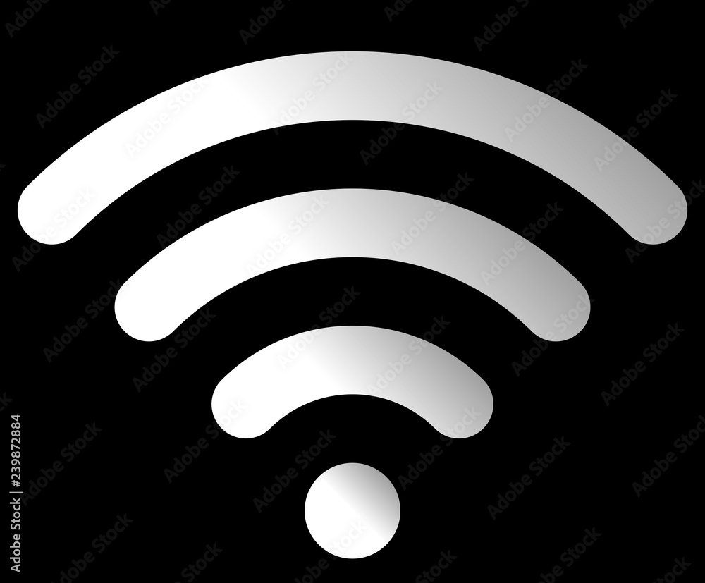 Wifi symbol icon - white simple rounded gradient, isolated - vector Wifi symbol icon - white simple rounded gradient, isolated - vector