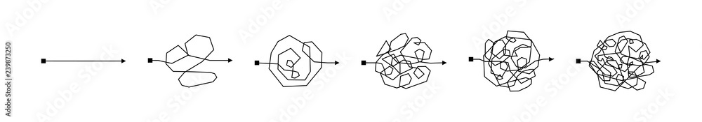 Confused complicated way as chaos or problem concept illustration Confused complicated way as chaos or problem concept illustration