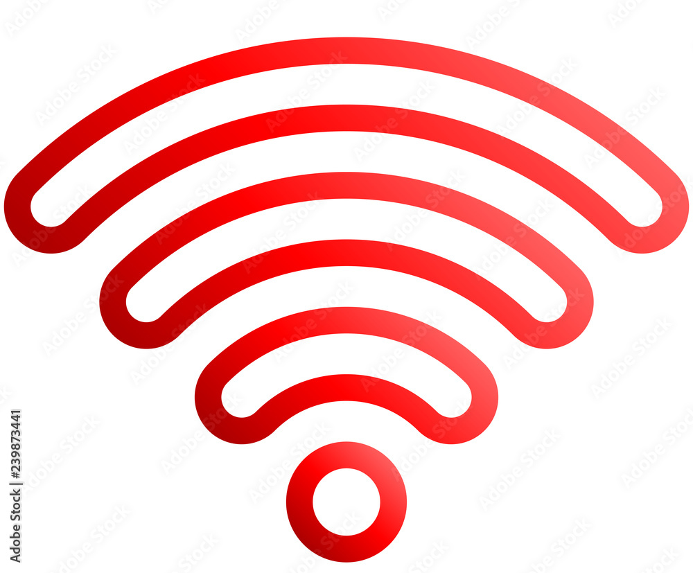 Wifi symbol icon - red outlined rounded gradient, isolated - vector Wifi symbol icon - red outlined rounded gradient, isolated - vector