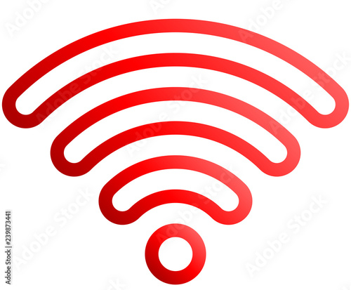 Wifi symbol icon - red outlined rounded gradient, isolated - vector