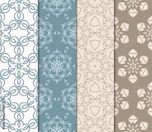 Set Of Geometric Modern Ornament. Seamless Vector Pattern. For Wallpaper, Invitation, Fashion Design