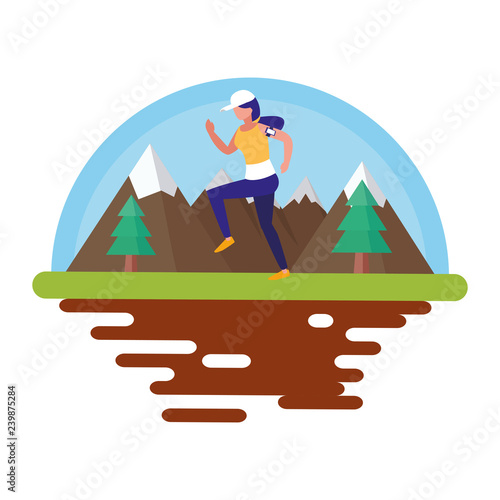 man making yoga in the landscape