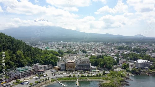 Aerial view of mount fuji closing to the minamitsuru photo