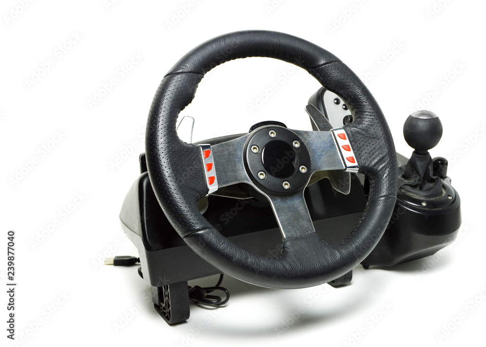 A racing wheel for the racing video games and racing simulators A racing wheel for the racing video games and racing simulators