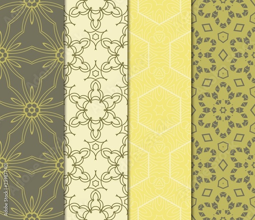 Set Of Ornamental Design. Modern Seamless Geometry Pattern. Vector Illustration. For Interior Design, Printing, Web And Textile Design. © Bonya Sharp Claw