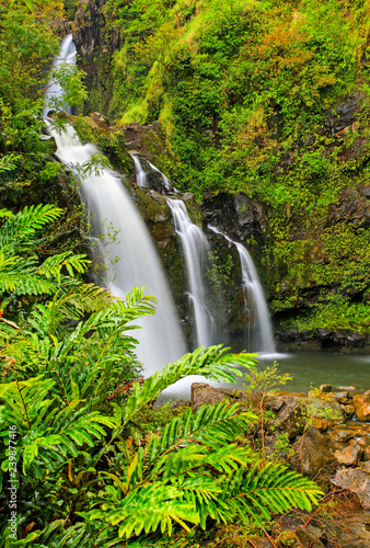 Upper Waikani Falls in Maui  Hawaii along the Road to Hana