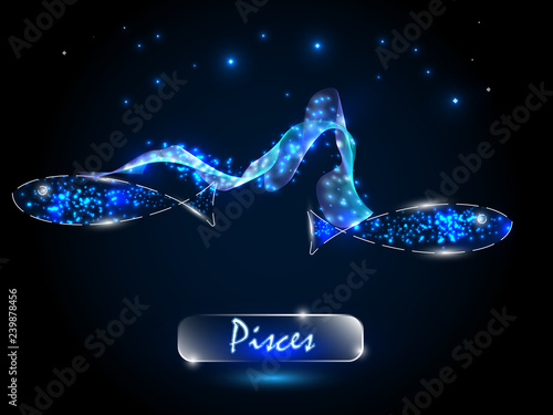 Pisces.Zodiac symbol on a background of the starry sky. 
