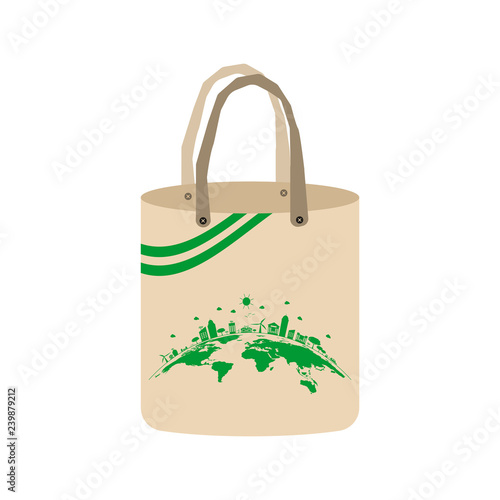 Ecology concept,eco-friendly fabric bag ideas.Vector illustration