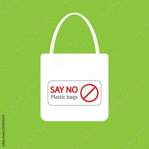Ecology concept,eco-friendly fabric bag ideas.Vector illustration
