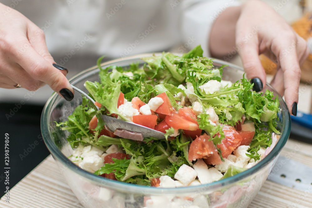 Stirring Fresh Vegetable Salad Stirring Fresh Vegetable Salad