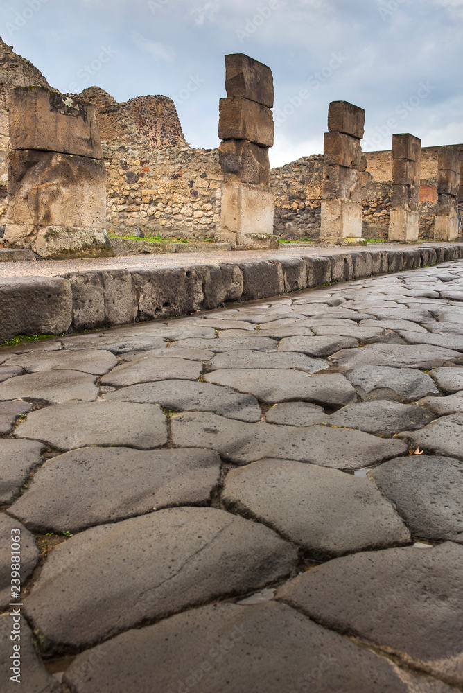 part of old street in Pompei in Italy