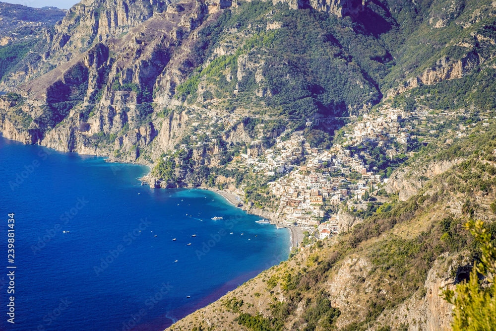 Positano village, holiday concept, Amalfi Coast line