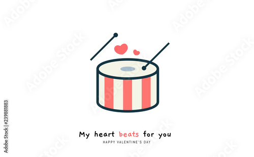 a drum with little hearts on top. Valentine's vector illustration