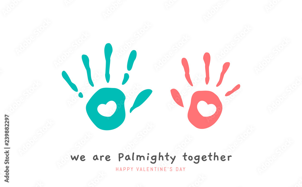 Two hands with heart on the center of the palm. Valentine's vector illustration Two hands with heart on the center of the palm. Valentine's vector illustration