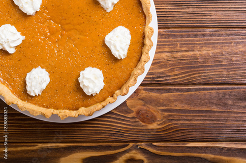 Homemade american traditional pumpkin pie photo