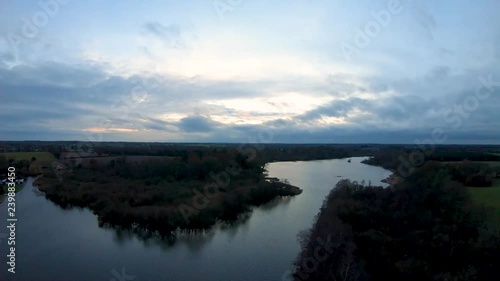 Aerial footage of a Norfolk Broad, the Weir in South Walsham. photo