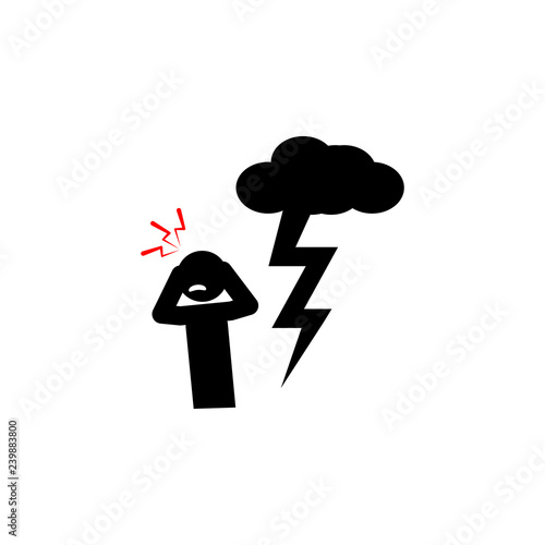 astraphobia, fear icon on white background. Can be used for web, logo, mobile app, UI, UX