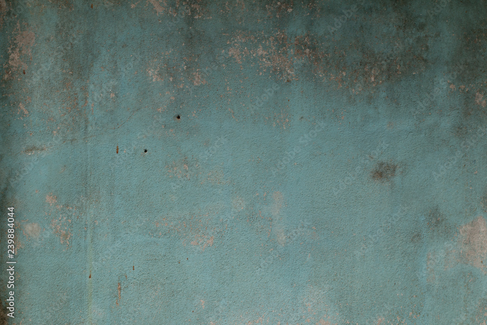 Fototapeta premium Old cement wall paint blue color abstract background.