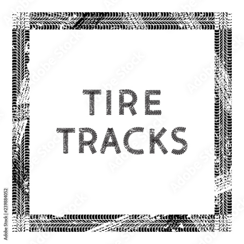 Frame of car tire tracks isolated on white background, vector background