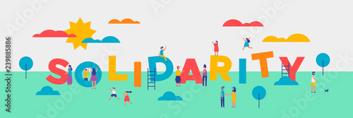 Solidarity Day banner of diverse people helping