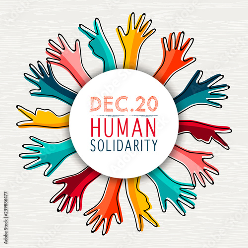 Solidarity Day illustration with diversity hands