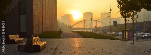 Katowice - Culture Zone & setting sun - panorama photo