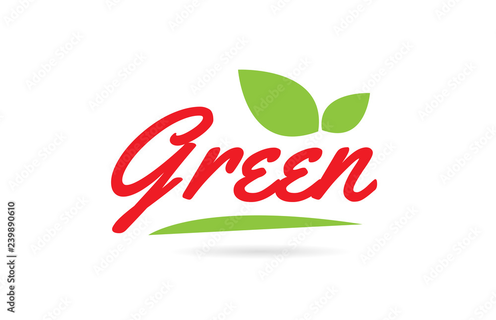 Green hand written word text for typography design in red color Green hand written word text for typography design in red color
