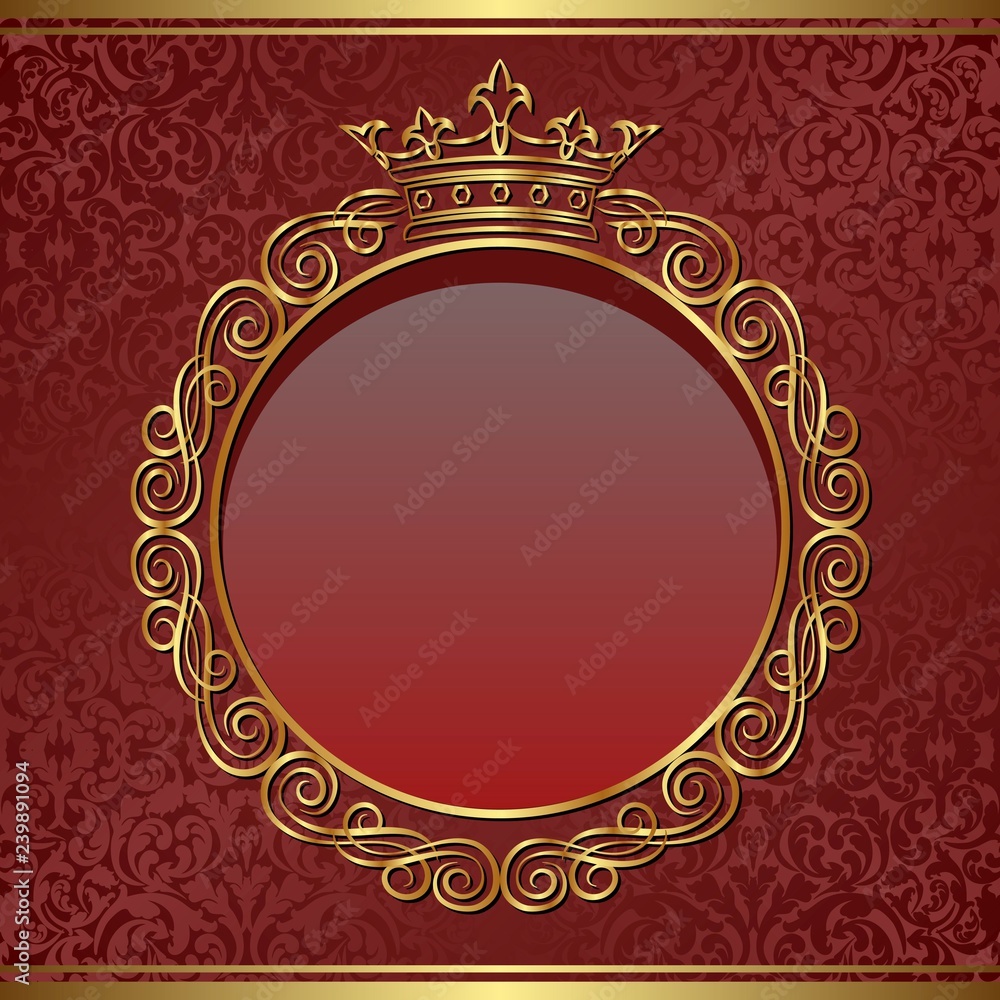 decorative background with crown and golden frame decorative background with crown and golden frame