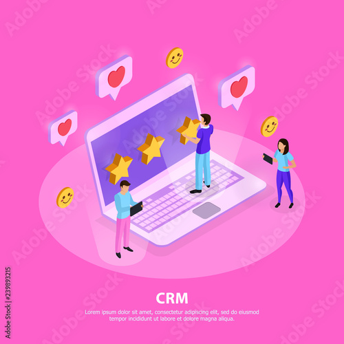 CRM System Isometric Illustration
