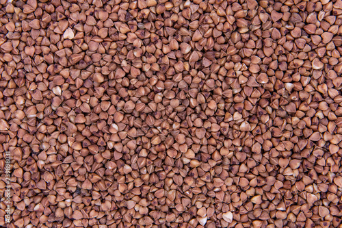 Dark Buckwheat Texture. Background Buckwheat Groats Close-up.
