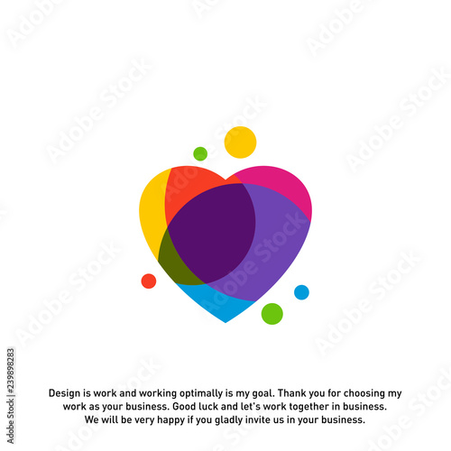 Love Heart Creative logo concepts, abstract colorful icons, elements and symbols, template - Vector