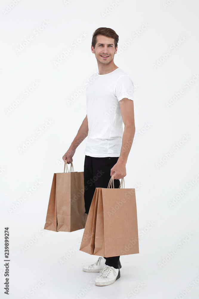 Guy satisfied carries bag Guy satisfied carries bag