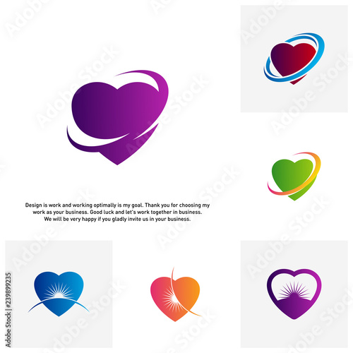 Set of Love Heart Creative logo concepts, abstract colorful icons, elements and symbols - Vector