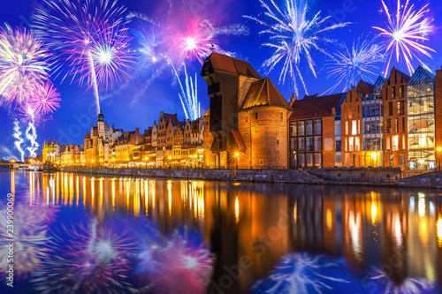 New Years firework display in Gdansk, Poland
