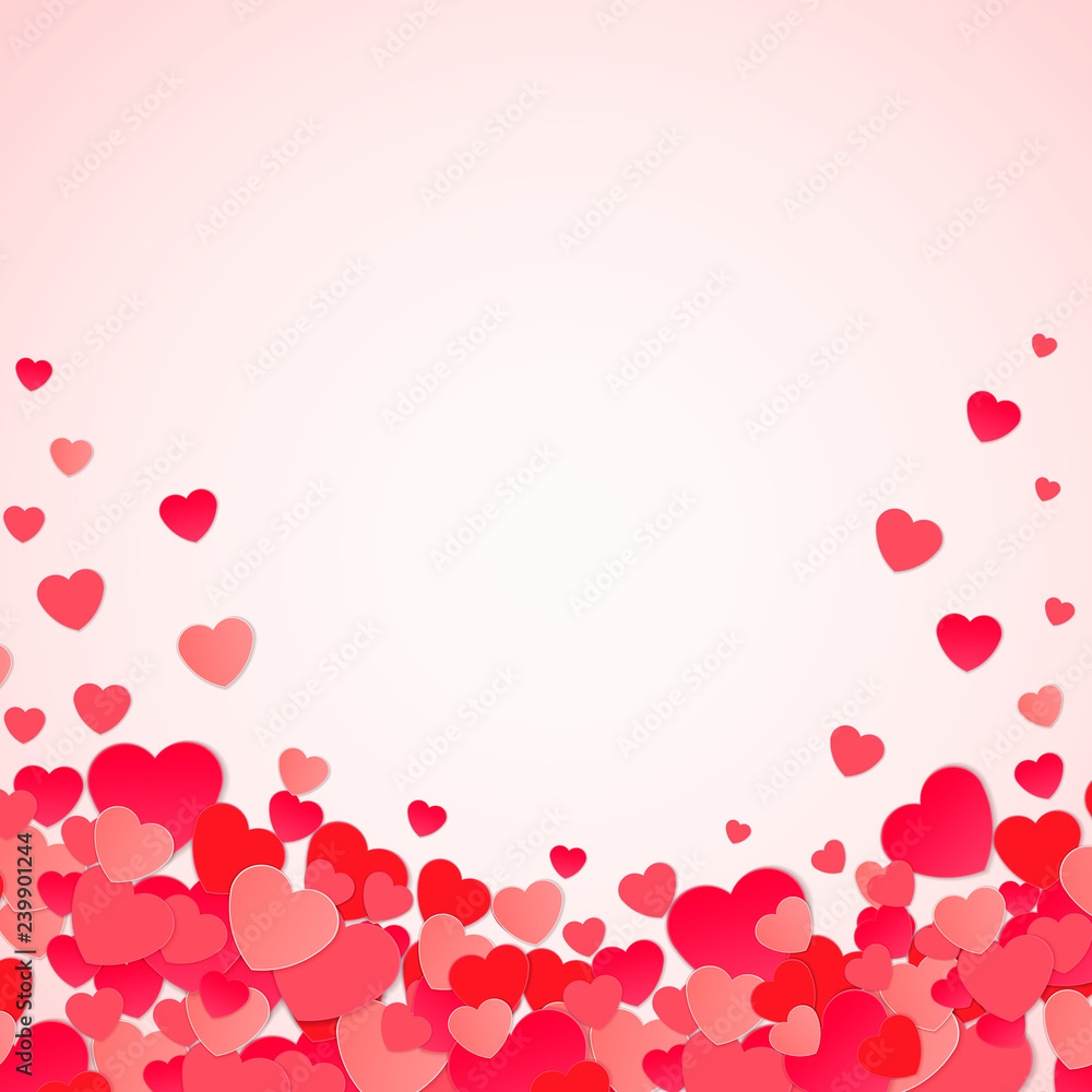 Happy Valentine's day abstract background with cut paper hearts. Vector illustration EPS10
