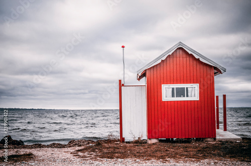 red house on the beach © Nicholas Art