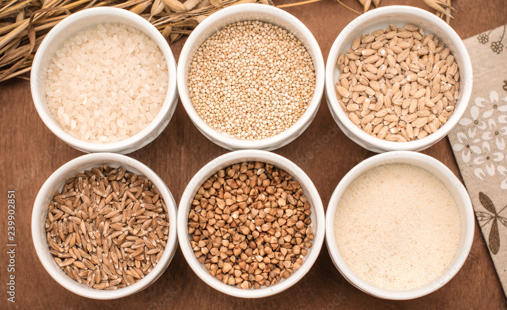 assortment of assorted cereals, cereals for a healthy diet. assortment of assorted cereals, cereals for a healthy diet.