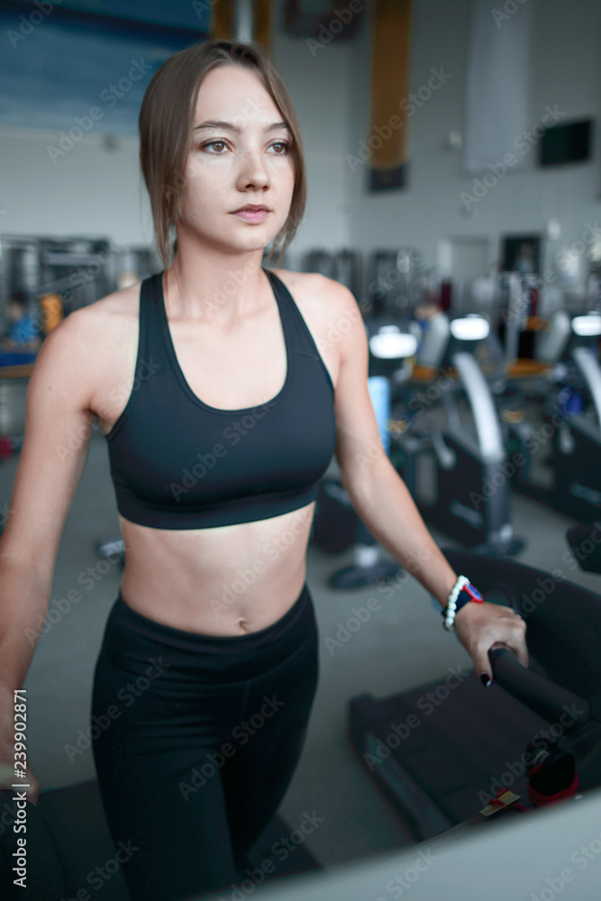 close up.modern young woman in the gym