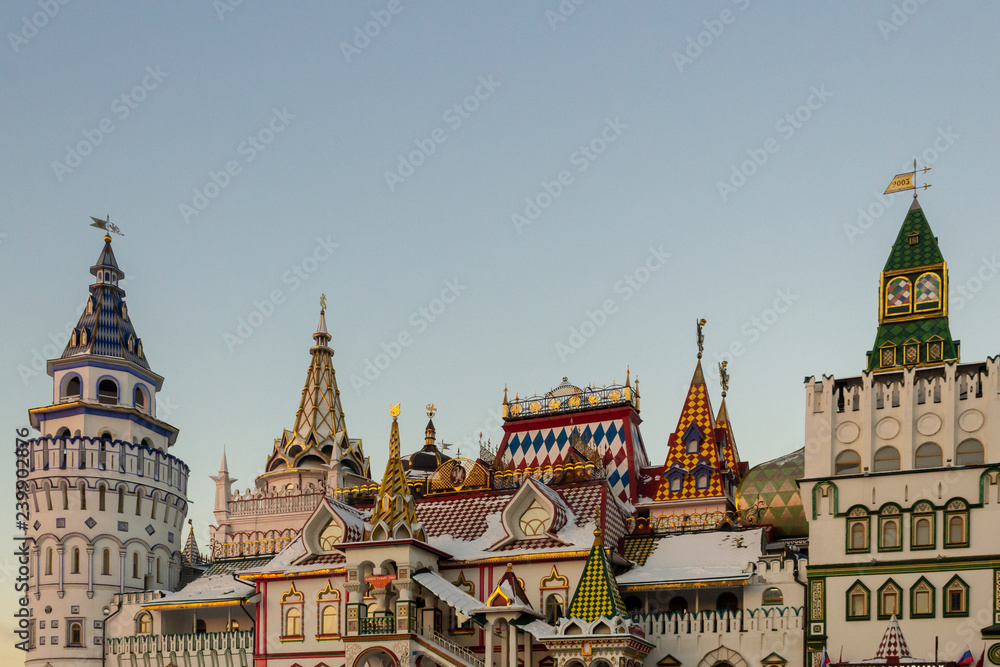 Stylized old buildings in classic Russian style