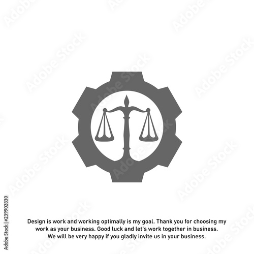 Law Firm with Gear Logo design template. Law Firm logo concepts. Gear logo vector