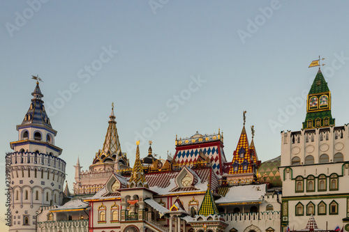 Stylized old buildings in classic Russian style