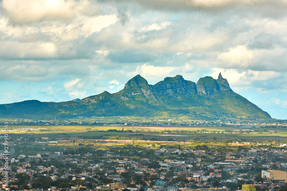 Curepipe Three Mammals mountains on Mauritius panorama
