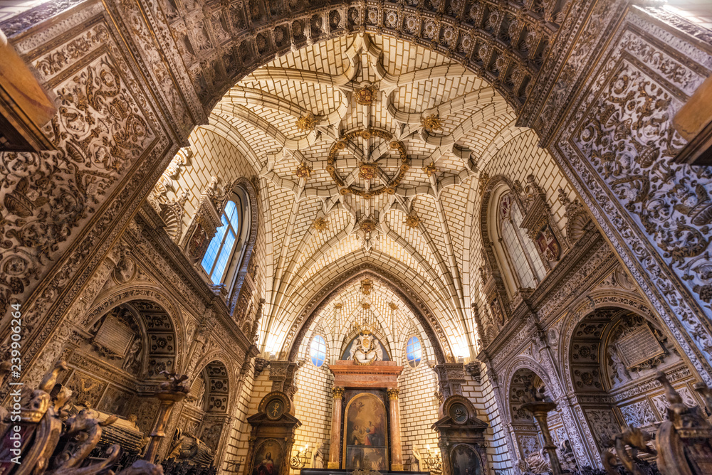 Interior of Toledo cathedral in historic medieval city of Toledo,