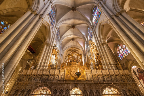  Interior of Toledo cathedral in historic medieval city of Toledo 