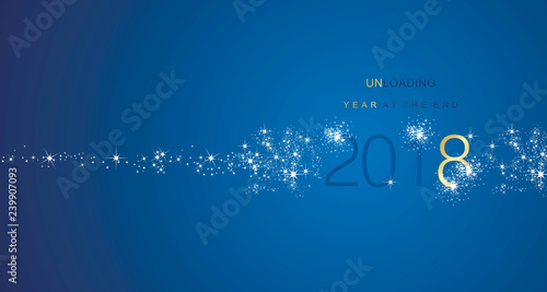 The End 2018 Year greetings unloading firework gold white blue color vector