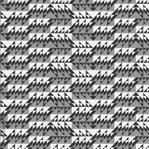 grayscale intricate triangles repeating pattern with 3D illusion for textile, fabric, monochromic background, backdrop, wallpaper and creative surface designs. pattern swatch at eps. file