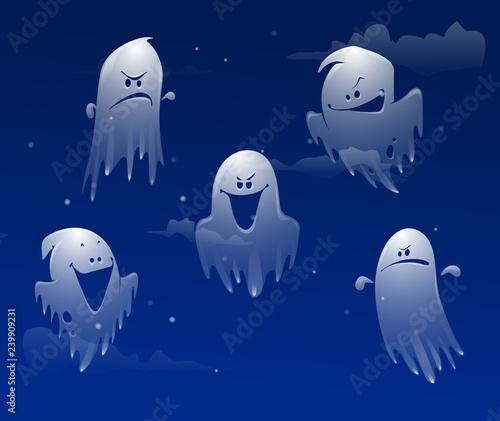 Ghost apparition spook horror a friendly Ghost funny starry sky