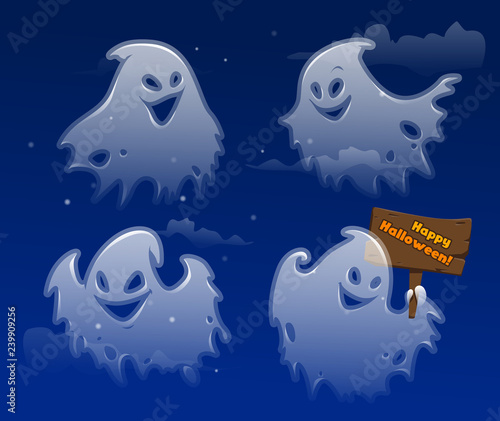 Ghost apparition spook horror a friendly Ghost funny starry sky