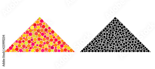 Dotted arrowhead up mosaic icons. Vector arrowhead up icons in multi-colored and black versions. Collages of different spheric elements.